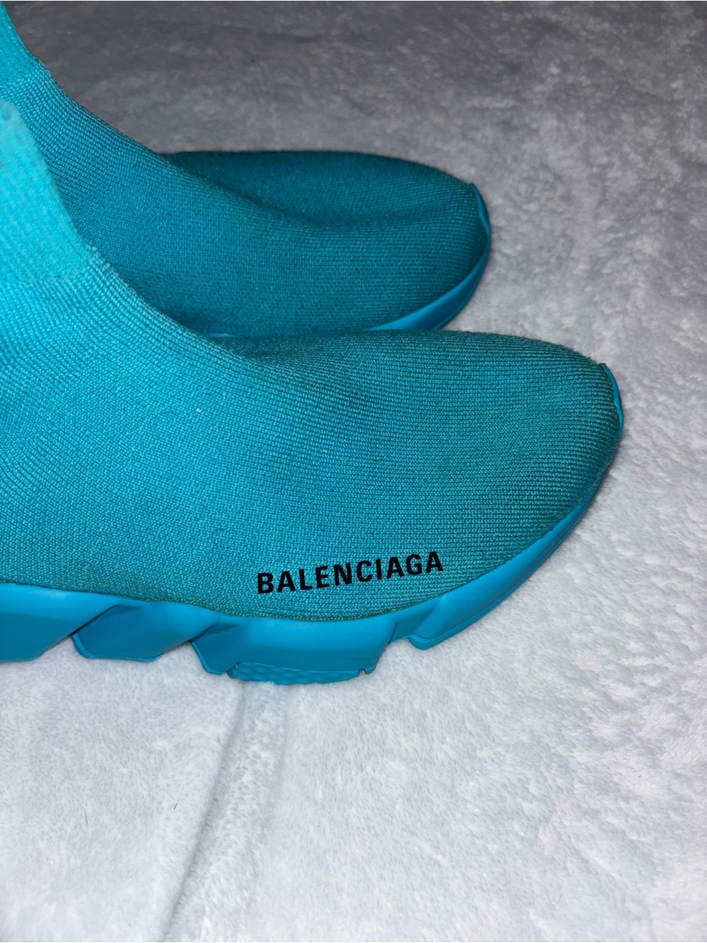 Balenciaga Turquoise Sock-Style Sneakers